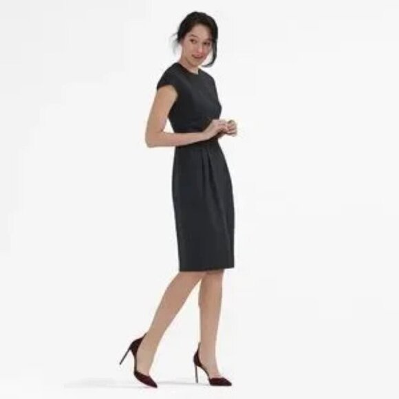 MM Lafleur Elegant Taupe Sleeveless Midi Career Dress - Picture 1 of 9